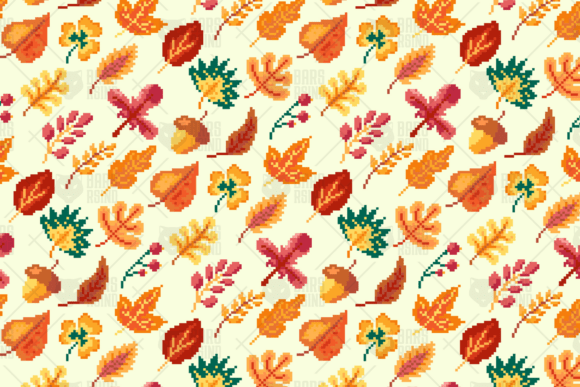 Autumn Pixel Leaves Pattern: Retro Fall Design Made Versatile