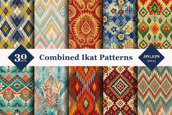 Combined Ikat Seamless Patterns 02: Timeless Motifs Meets Modern Design