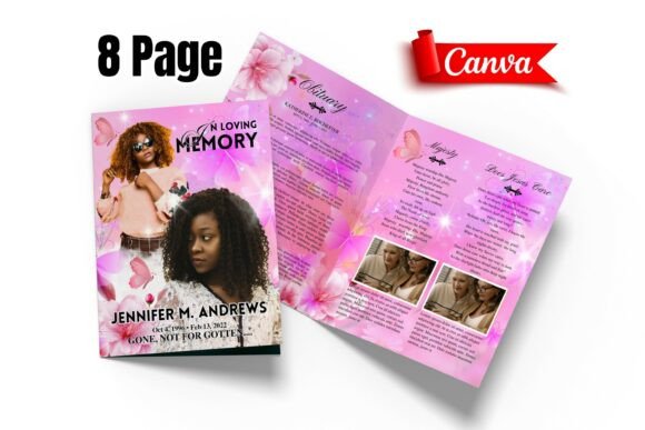 Creating a Personalized 8-Page Funeral Program with a Pink Template Using Canva