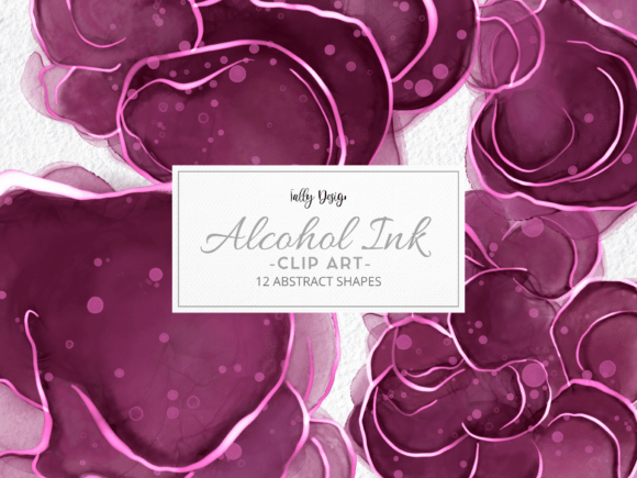 Deep Purple Elegant Alcohol Ink Clip Art