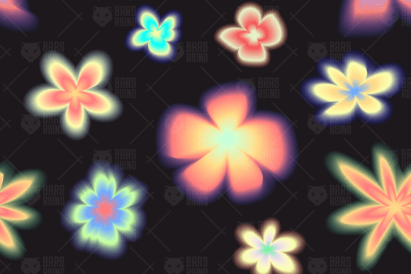 Floral Neon Bloom: A Vibrant Gradient Pattern for Modern Design Projects