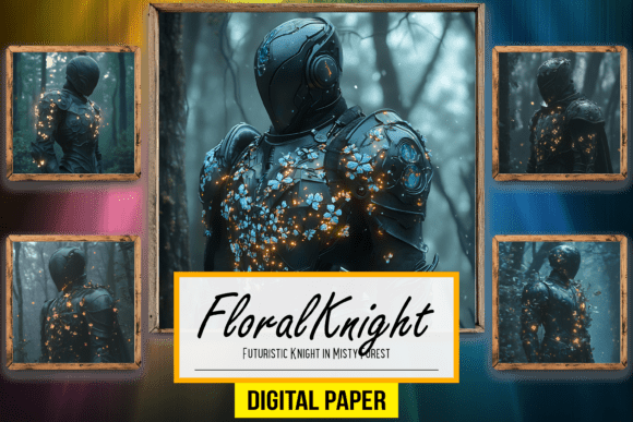 Futuristic Knight in Misty Forest Arts: A Unique Blend of Fantasy and High-Tech Design