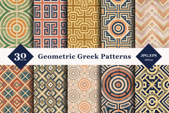 Geometric Greek Key Seamless Patterns 04