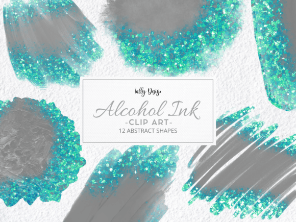 Gray Alcohol Ink Teal Glitter Clip Art β A Versatile Design Resource