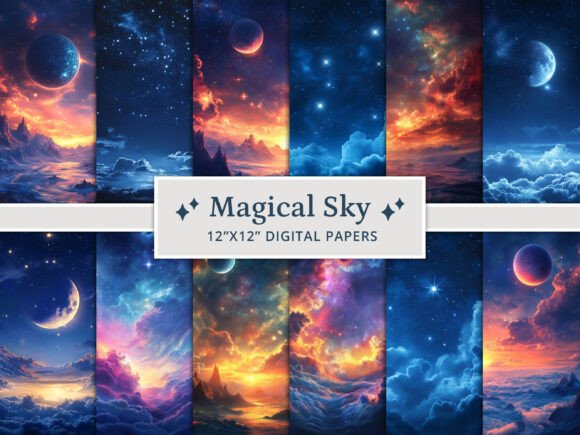 Magical Sky Digital Papers: Elevating Creative Projects with Celestial Design