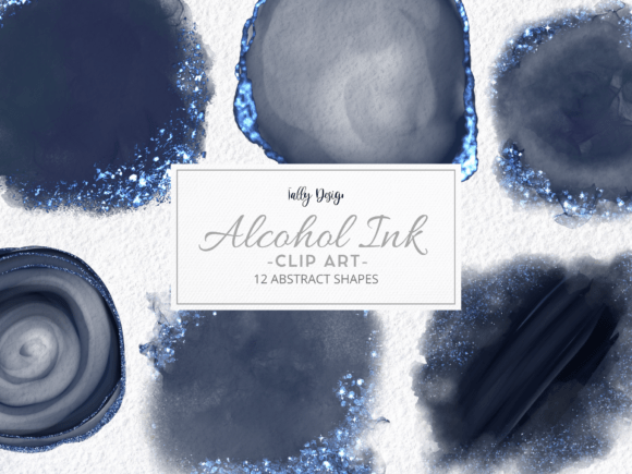 Navy Blue Alcohol Ink Elegant Clip Art: A Creative Designer's Dream
