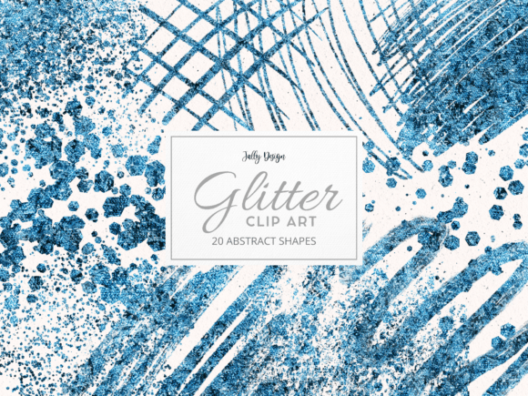 Ocean Blue Glitter Abstract Clip Art