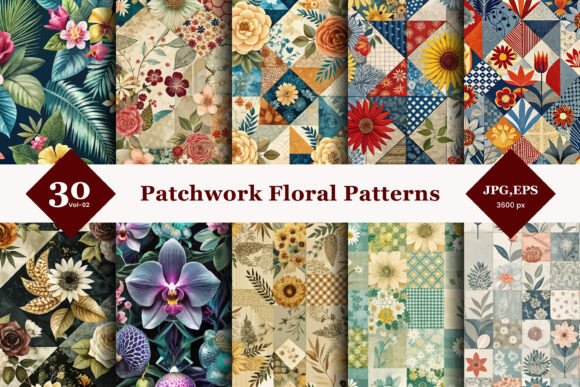 Patchwork Floral Seamless Patterns 02: Creative Inspiration for Every Project