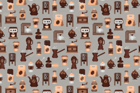 Pixel Coffee Seamless Pattern: A Nostalgic Design Resource for Creatives