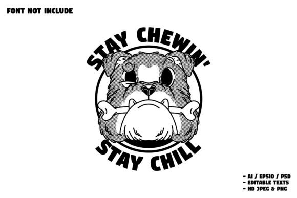 Retro Bulldog Chewing Bones Logo