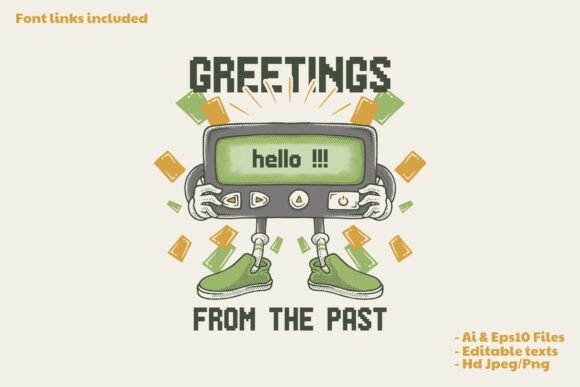 Retro Cartoon Green Pager Mascot: A Fresh Identity for Modern Branding