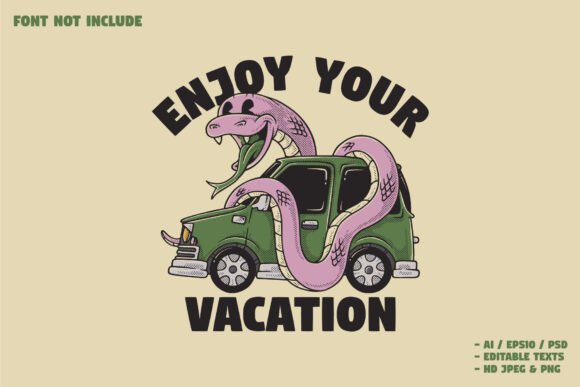 Retro Cartoon Snake Wrap Around a Car: Unleash Your Brand’s Identity with a Bold Mascot Logo
