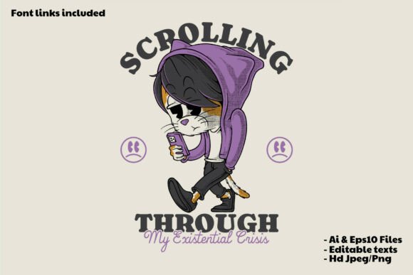 Retro Emo Cat Mascot Holding Smartphone: A Strategic Branding Tool for Modern Creatives