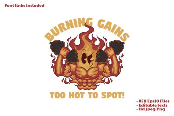 Retro Fire Mascot Holding Dumbbells: A Strategic Branding Tool for Modern Businesses
