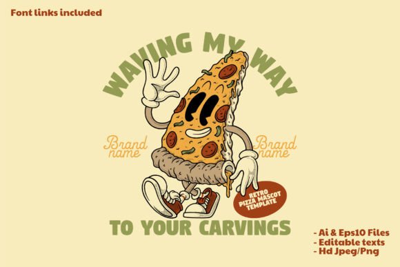 Retro Happy Walking Pizza Mascot: Boost Your Brand’s Identity
