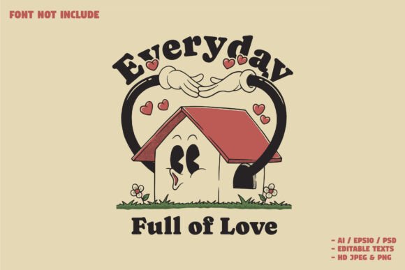 Retro House with Arms Forming a Heart