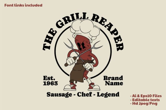 Retro Sausage Grill Chef Mascot: A Bold Identity for Your Brand