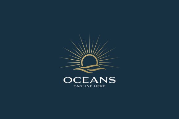 Revitalize Your Corporate Image with the Elegant Ocean Logo Gold Waves and Sun