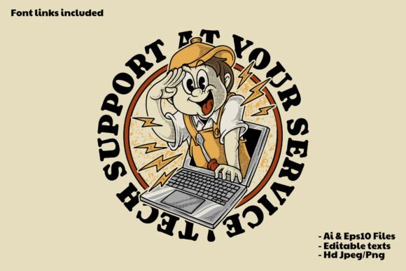 Technician Mascot Emerging from Laptop: A Bold Identity for Modern Brands