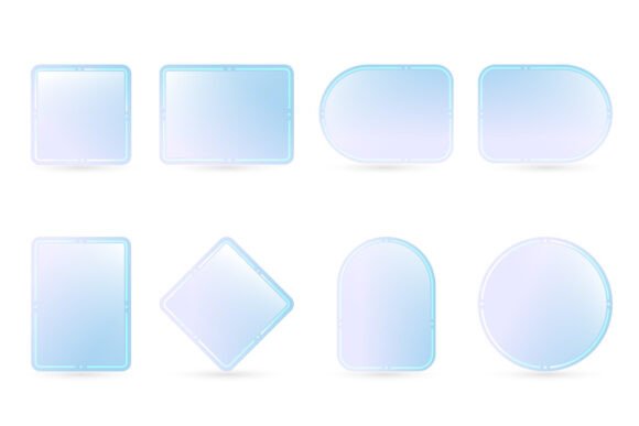 Transparent Glass Frames Label Design Kit