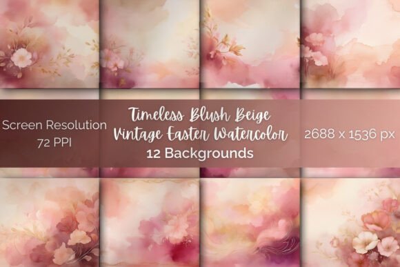 Vintage Easter Watercolor Backgrounds for Digital Design Projects